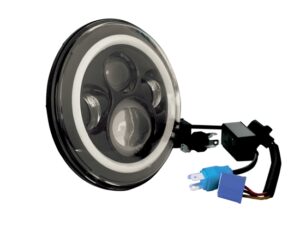 LED 7in HEADLIGHTS WITH HALO- Black Face 11005